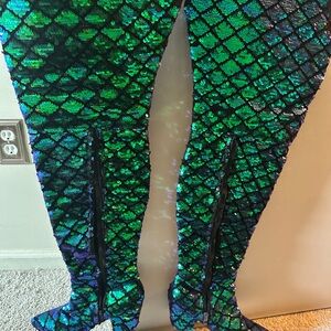 Michael Antonio Green and Blue Heeled Boots